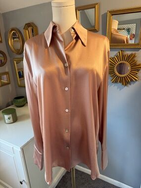 Vince Long Sleeve Ruched-Back Blouse